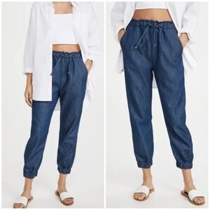 ASKK Ny High Waisted Sunset Pants in Chambray Blue 100% Cotton
